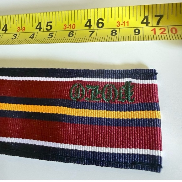 Polo Ralph Lauren Unisex Striped Canvas Belt Size L Red Navy Yellow Leather NWT - Picture 7 of 15